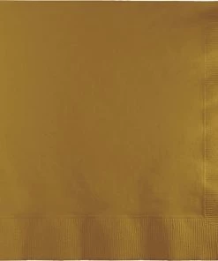 Creative Converting Glittering Gold Luncheon Napkin 3Ply, 50 Ct Solid Color Tableware