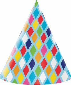 Creative Converting Bright Birthday Party Hats, 8 Ct