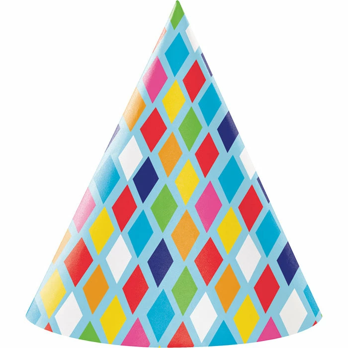 Creative Converting Bright Birthday Party Hats, 8 Ct
