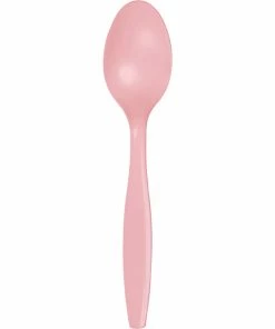 Creative Converting Classic Pink Plastic Spoons, 24 Ct Solid Color Tableware
