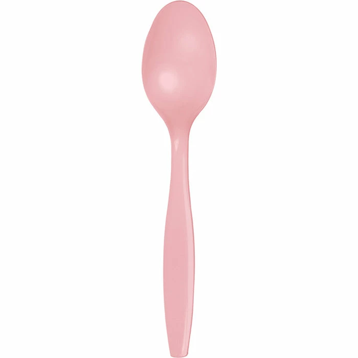 Creative Converting Classic Pink Plastic Spoons, 24 Ct Solid Color Tableware
