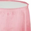 Creative Converting Solid Color Tableware Classic Pink Plastic Tableskirt, 14' X 29"
