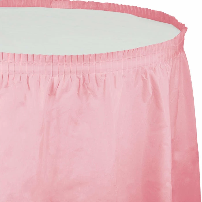 Creative Converting Solid Color Tableware Classic Pink Plastic Tableskirt, 14' X 29"