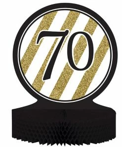 Creative Converting Black And Gold 70th Birthday Centerpiece