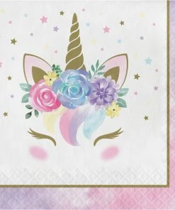 Creative Converting Unicorn Pastel Baby Shower Napkins, Pack Of 16