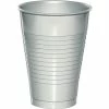 Creative Converting Solid Color Tableware Shimmering Silver 12 Oz Plastic Cups, 20 Ct