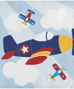 Creative Converting Toy Airplane Beverage Napkins, 16 Ct