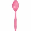 Creative Converting Solid Color Tableware Candy Pink Plastic Spoons, 24 Ct