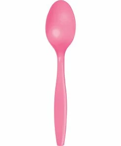 Creative Converting Candy Pink Plastic Spoons, 50 Ct Solid Color Tableware