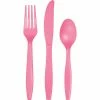 Creative Converting Solid Color Tableware Candy Pink Assorted Cutlery, 18 Ct