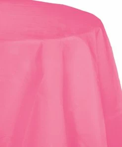 Creative Converting Solid Color Tableware Candy Pink Tablecover, Octy Round 82
