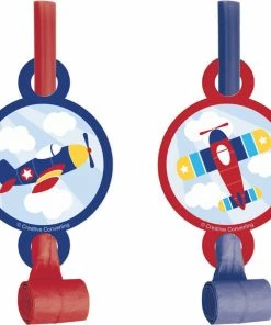 Creative Converting Kids Birthday Party Themes Lil' Flyer Airplane Blowouts W/ Med, 8 Ct