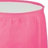 Creative Converting Candy Pink Plastic Tableskirt, 14' X 29" Solid Color Tableware