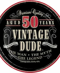 Creative Converting Vintage Dude 50th Birthday Dessert Plates, 8 Ct Adult Birthday Party Themes
