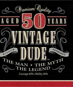 Creative Converting Adult Birthday Party Themes Vintage Dude Luncheon Napkin, '50, 16 Ct