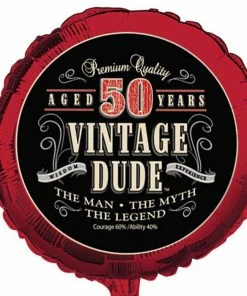 Creative Converting Vintage Dude Metallic Balloon 18", '50 Adult Birthday Party Themes