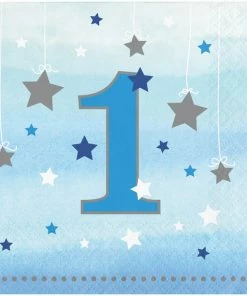 Creative Converting One Little Star Boy 1st Birthday Beverage Napkins, 16 Ct 1st Birthday Party Themes