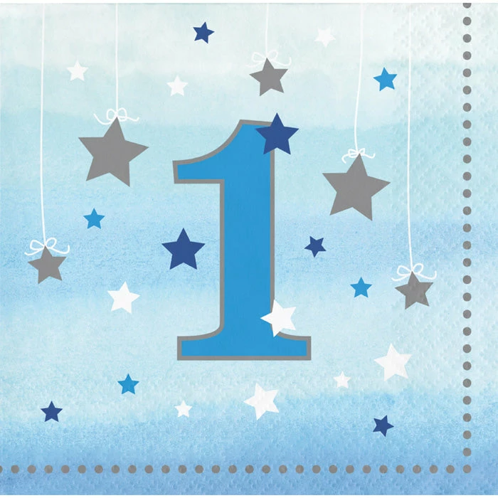 Creative Converting One Little Star Boy 1st Birthday Beverage Napkins, 16 Ct 1st Birthday Party Themes