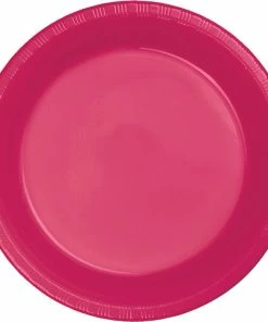 Creative Converting Hot Magenta Pink Plastic Dessert Plates, 20 Ct Solid Color Tableware