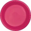 Creative Converting Solid Color Tableware Hot Magenta Pink Plastic Banquet Plates, 20 Ct