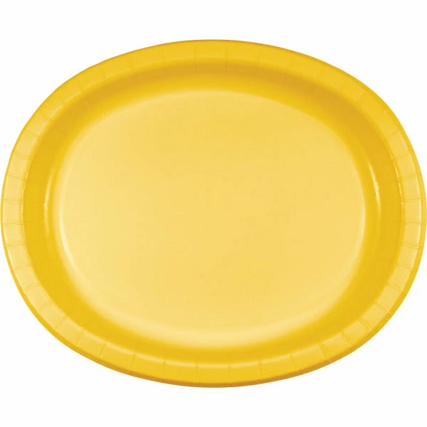 Creative Converting Solid Color Tableware School Bus Yellow Oval Platter 10" X 12", 8 Ct