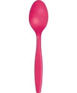 Creative Converting Hot Magenta Pink Plastic Spoons, 24 Ct Solid Color Tableware