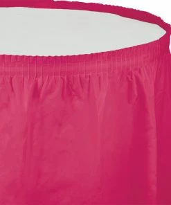 Creative Converting Solid Color Tableware Hot Magenta Plastic Tableskirt, 14' X 29"