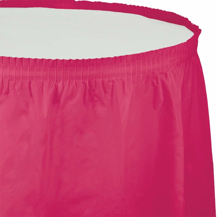 Creative Converting Solid Color Tableware Hot Magenta Plastic Tableskirt, 14' X 29"