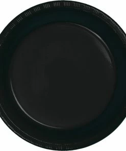 Creative Converting Solid Color Tableware Black Plastic Dessert Plates, 20 Ct