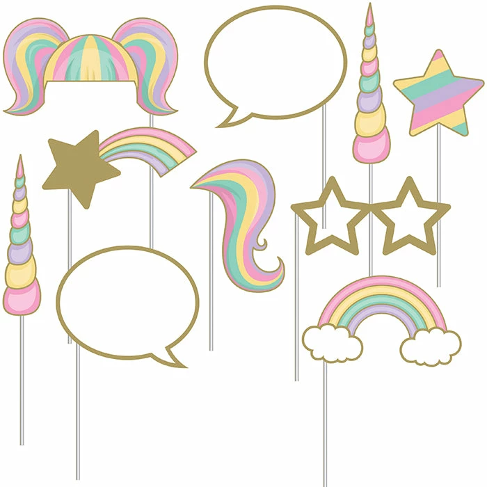 Creative Converting Sparkle Unicorn Photo Booth Props, 10 Ct