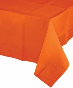 Creative Converting Sunkissed Orange Tablecover 54"X 108" Polylined Tissue Solid Color Tableware