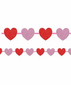 Creative Converting Glitter Hearts Ribbon Garland Valentine's Day Party Decorations