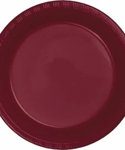Creative Converting Solid Color Tableware Burgundy Red Plastic Dessert Plates, 20 Ct