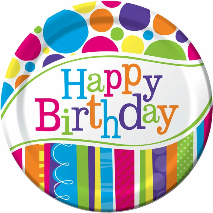 Creative Converting Adult Birthday Party Themes Bright And Bold Paper Plates, 8 Ct