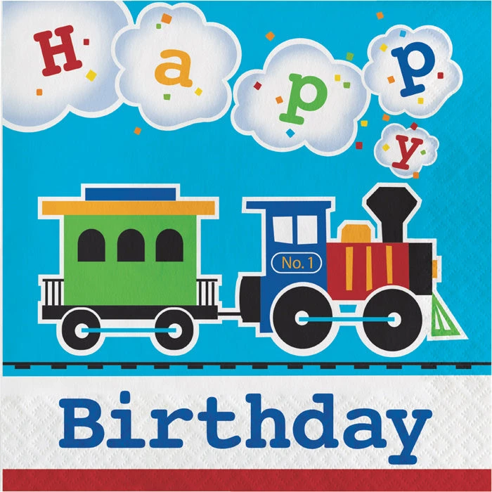 Creative Converting All Aboard Train Birthday Napkins, 16 Ct