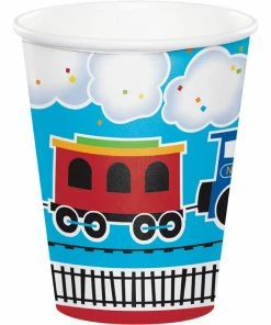 Creative Converting 1st Birthday Party Themes All Aboard Hot/Cold Paper Cups 9 Oz., 8 Ct