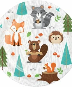 Creative Converting 1st Birthday Party Themes Wild One Woodland Animals Dessert Plates, Pack Of 8