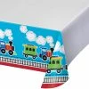 Creative Converting 1st Birthday Party Themes All Aboard Plastic Tablecover Border, 54" X 102"