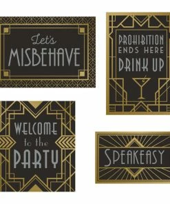 Creative Converting Roaring 20S Wall Signs Decorations Kit, Pack Of 4