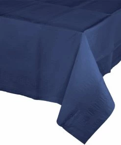 Creative Converting Solid Color Tableware Navy Tablecover 54"X 108" Polylined Tissue