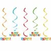 Creative Converting Dizzy Danglers Happy Birthday Stripes, 5 Ct Adult Birthday Party Themes