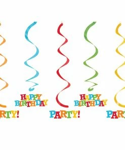 Creative Converting Dizzy Danglers Happy Birthday Stripes, 5 Ct Adult Birthday Party Themes
