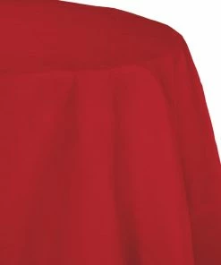 Creative Converting Solid Color Tableware Classic Red Tablecover, Octy Round 82" Polylined Tissue