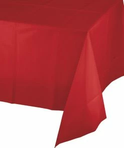 Creative Converting Solid Color Tableware Classic Red Plastic Tablecover 54" X 108"
