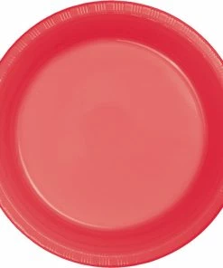 Creative Converting Solid Color Tableware Coral Plastic Banquet Plates, 20 Ct