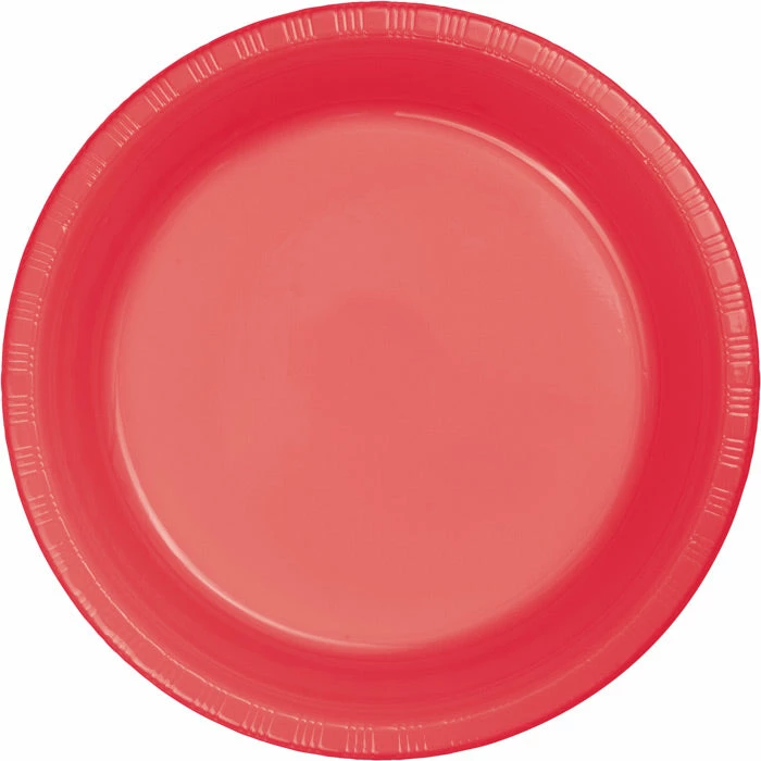Creative Converting Solid Color Tableware Coral Plastic Banquet Plates, 20 Ct