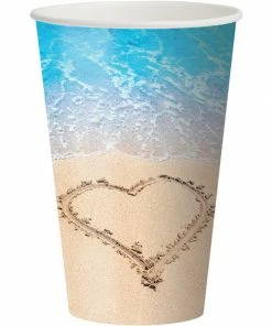 Creative Converting Beach Love Hot/Cold Paper Paper Cups 12 Oz., 8 Ct