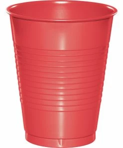 Creative Converting Coral Plastic Cups, 20 Ct Solid Color Tableware