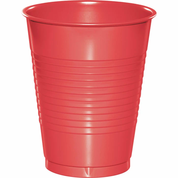 Creative Converting Coral Plastic Cups, 20 Ct Solid Color Tableware