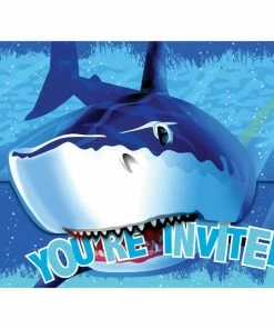 Creative Converting Shark Splash Invitation, Gatefold, 8 Ct